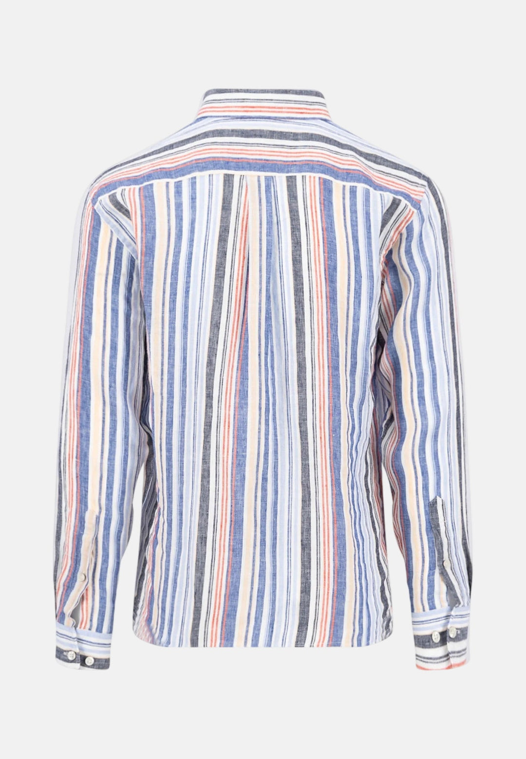 Fynch - Hatton Stripe Pattern Pure Linen Button Down Shirt Tangerine 16136040-212-M