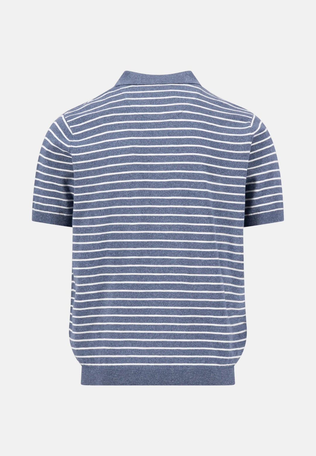 Fynch - Hatton Striped Cotton Linen Fine Knit Polo Shirt Horizon 1603705-655-M