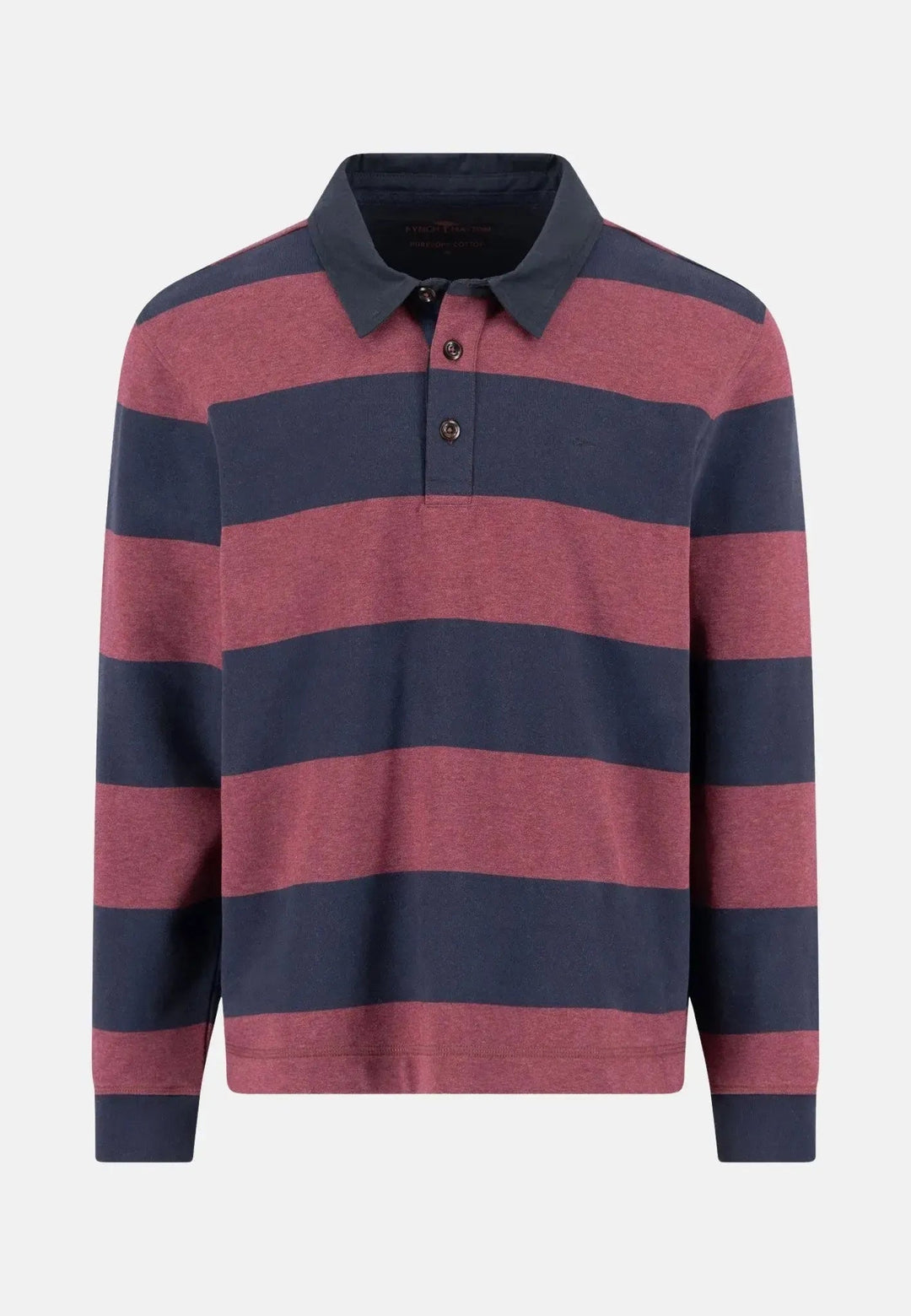 Fynch - Hatton Striped Rugby Collar Sweat Deep Merlot 15141363-368-S