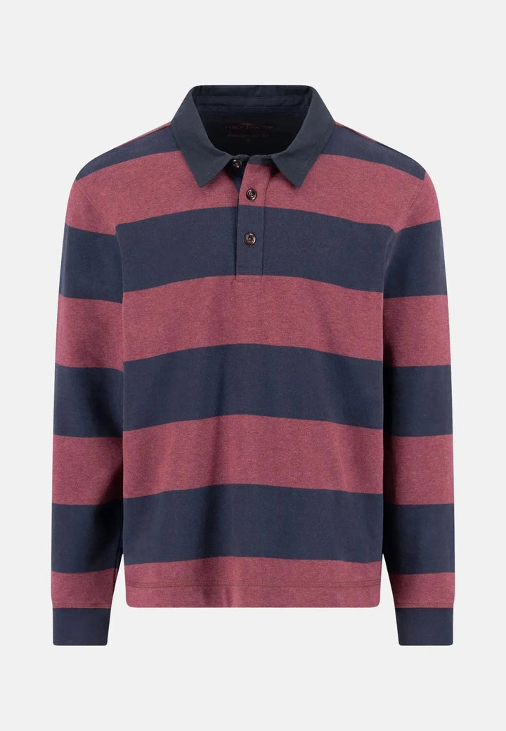 Fynch - Hatton Striped Rugby Collar Sweat Deep Merlot 15141363-368-S
