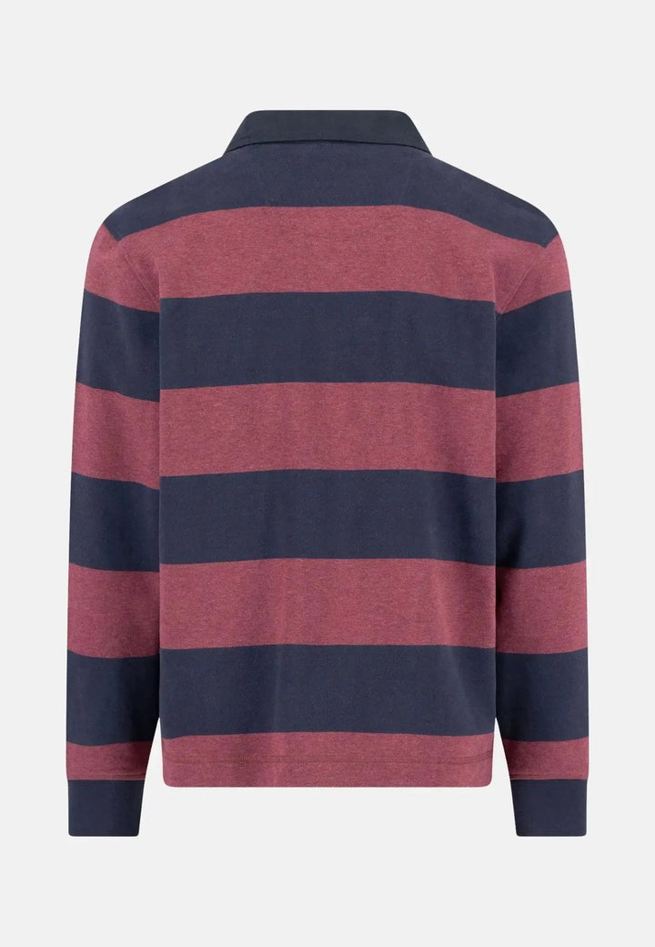 Fynch - Hatton Striped Rugby Collar Sweat Deep Merlot 15141363-368-S