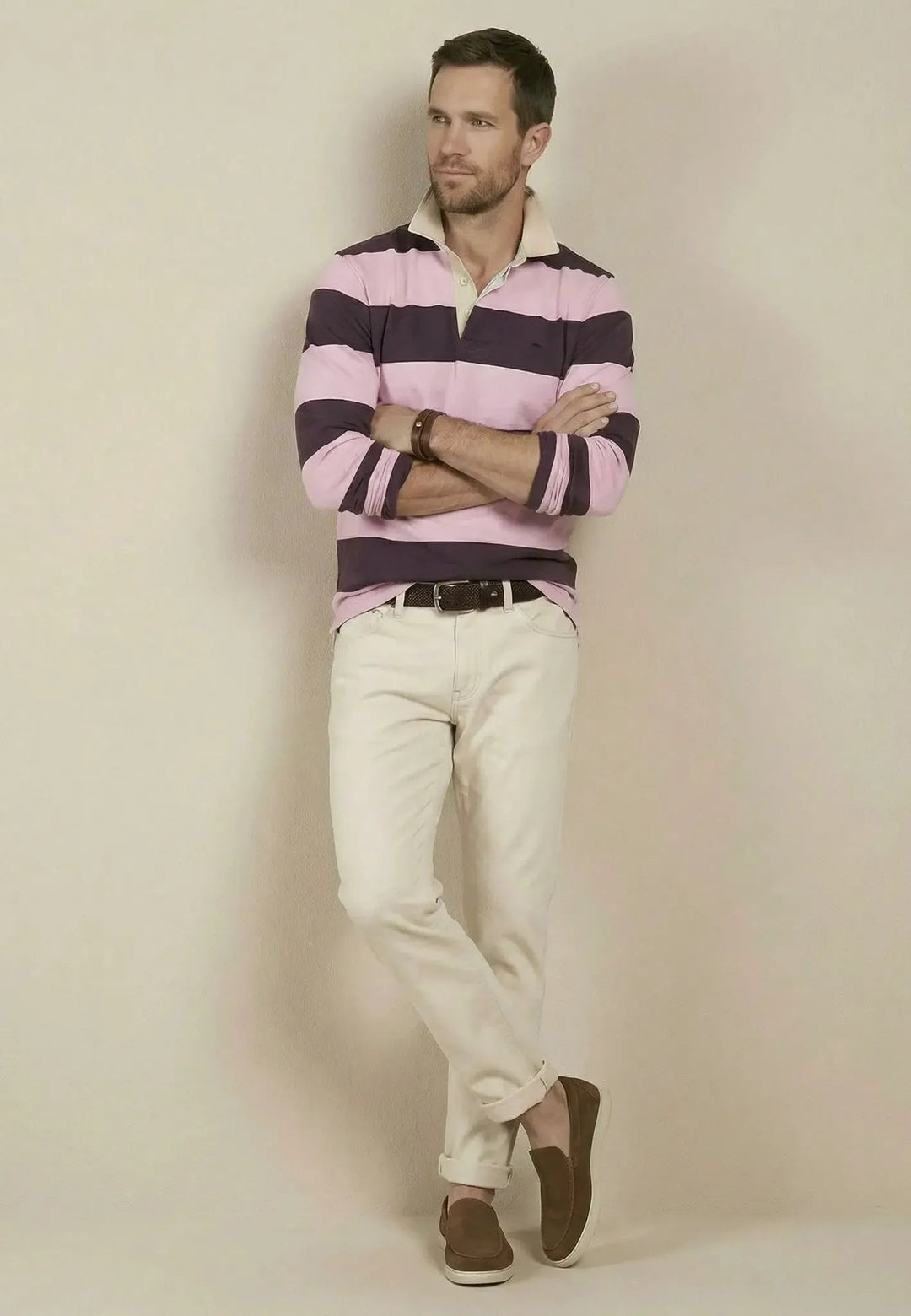 Fynch - Hatton Striped Rugby Shirt Aubergine - 16021363-342-M - fynch - hatton.co.uk