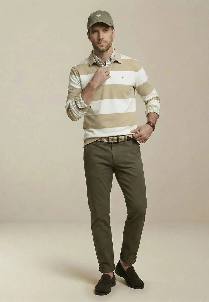 Fynch - Hatton Striped Rugby Shirt New Off White - 16021363-719-M - fynch - hatton.co.uk