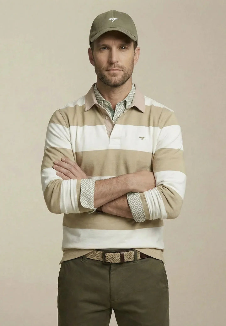 Fynch - Hatton Striped Rugby Shirt New Off White - 16021363-719-M - fynch - hatton.co.uk