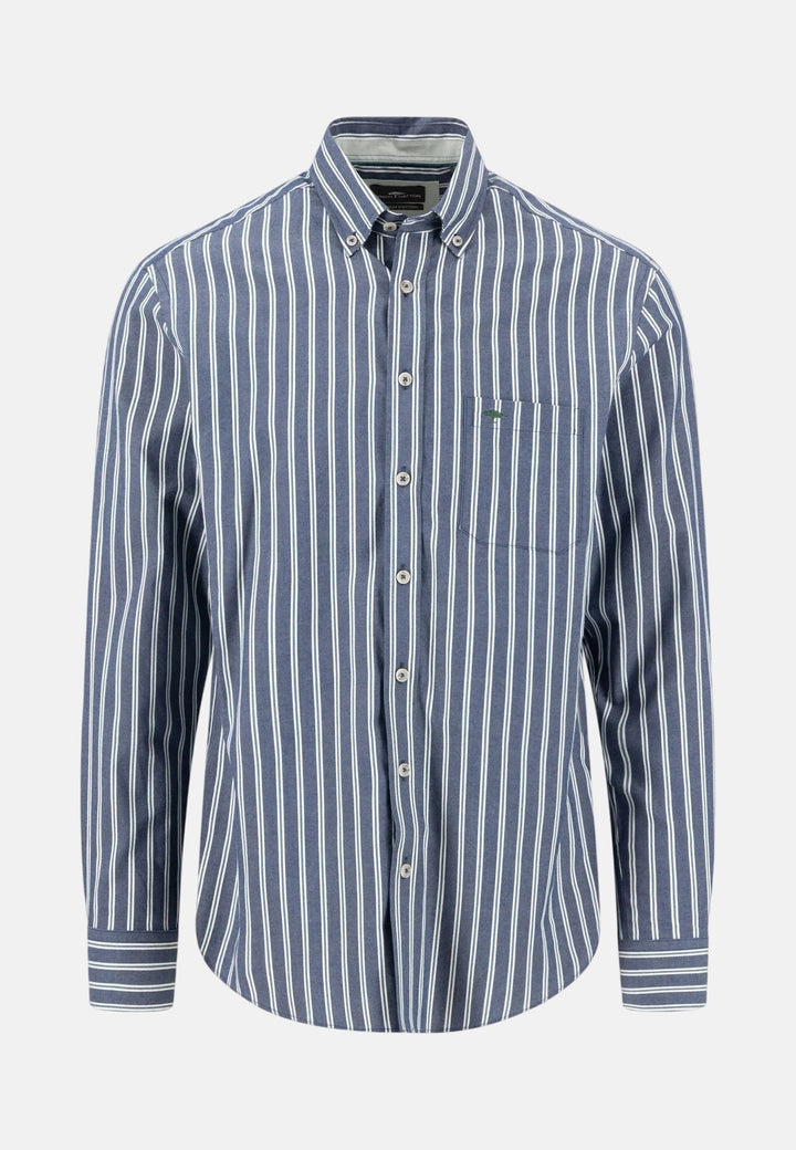 Fynch-Hatton Striped Twill Button Down Shirt Teal 16085350-673-M