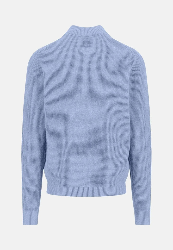 Fynch - Hatton - Structured Cotton 1/4 Zip Knit New Breeze - 1512206-653-S