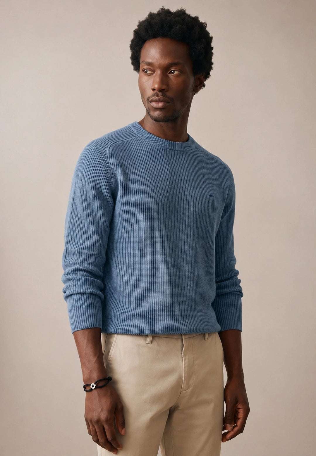 Fynch-Hatton Structured Cotton Crewneck Knit Air Blue 1609208-660-M
