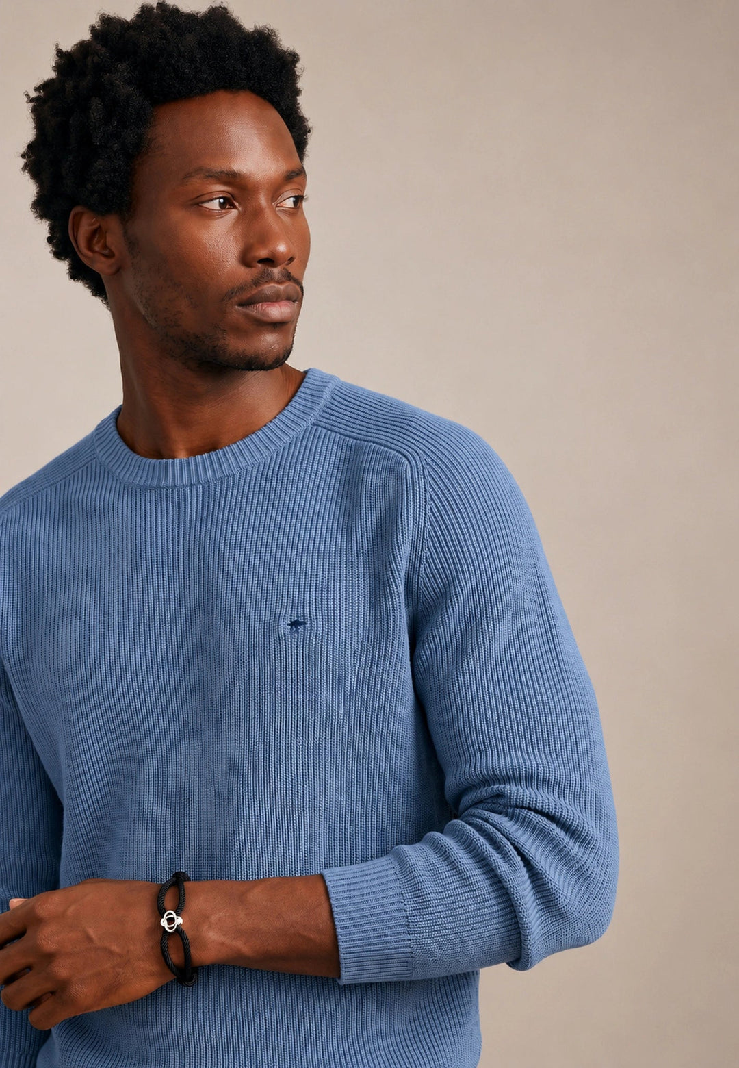 Fynch-Hatton Structured Cotton Crewneck Knit Air Blue 1609208-660-M