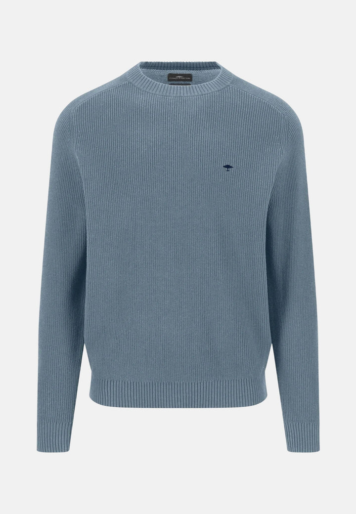 Fynch-Hatton Structured Cotton Crewneck Knit Air Blue 1609208-660-M