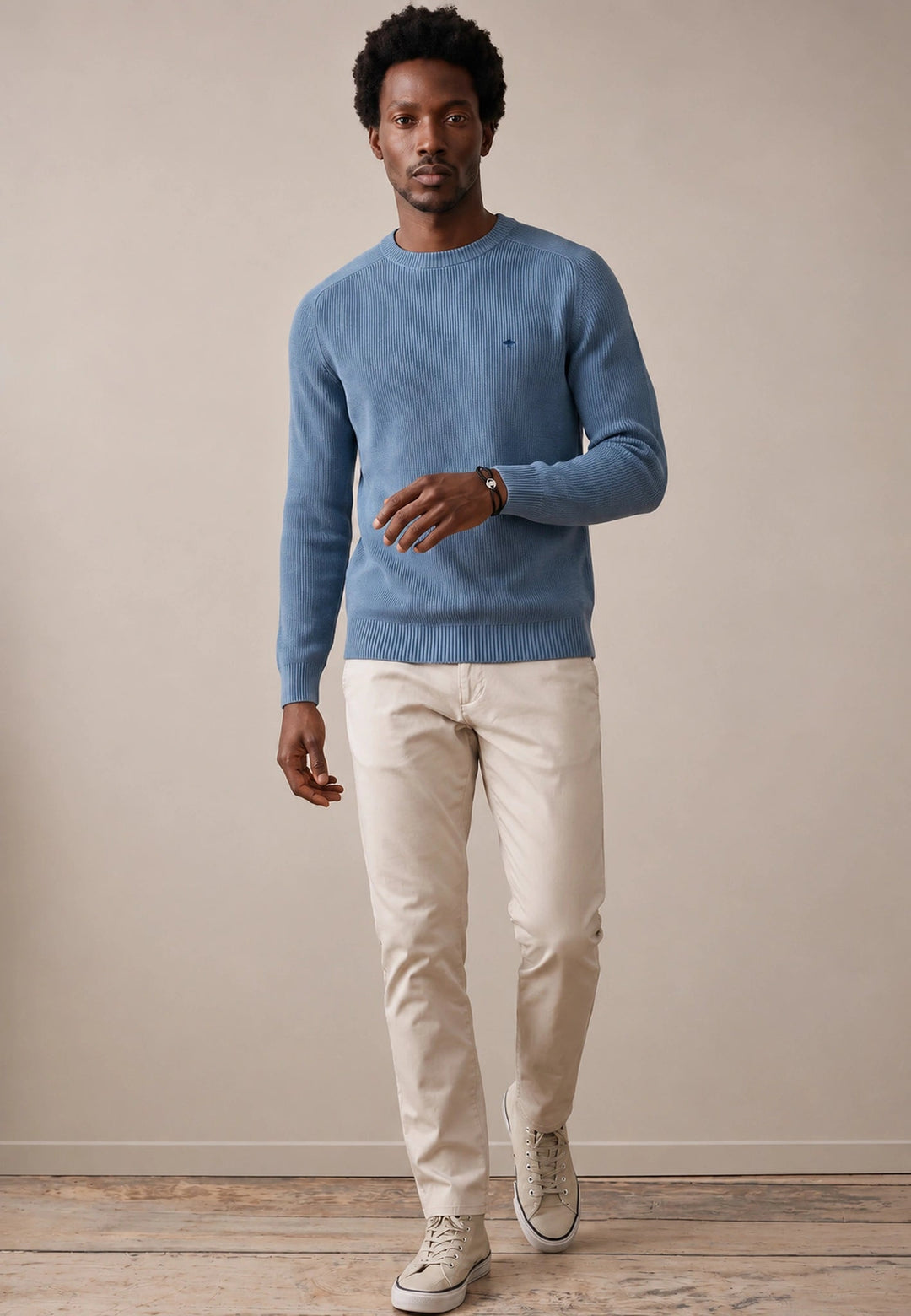 Fynch-Hatton Structured Cotton Crewneck Knit Air Blue 1609208-660-M