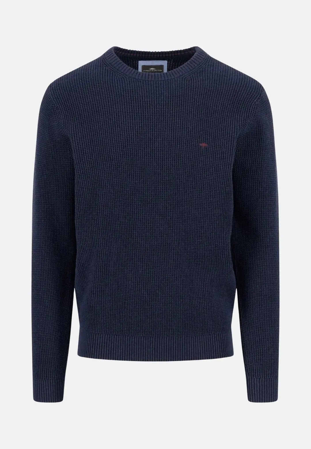 Fynch - Hatton Structured Cotton Crewneck Knit Navy 1512205-690-S