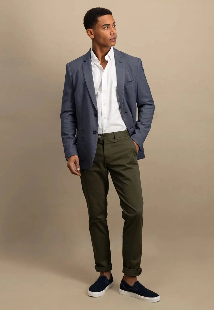Structured Jersey Blazer Navy Melange – FYNCH-HATTON, image 3 of 5