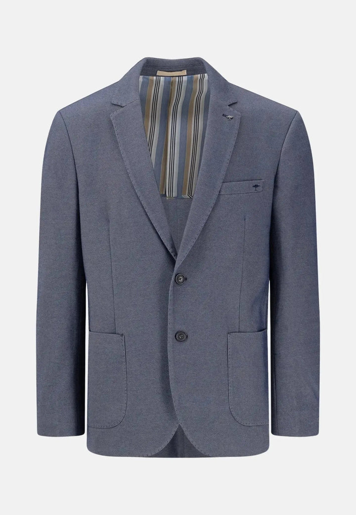 Structured Jersey Blazer Navy Melange – FYNCH-HATTON, image 1 of 5