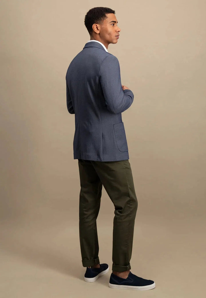 Structured Jersey Blazer Navy Melange – FYNCH-HATTON, image 4 of 5