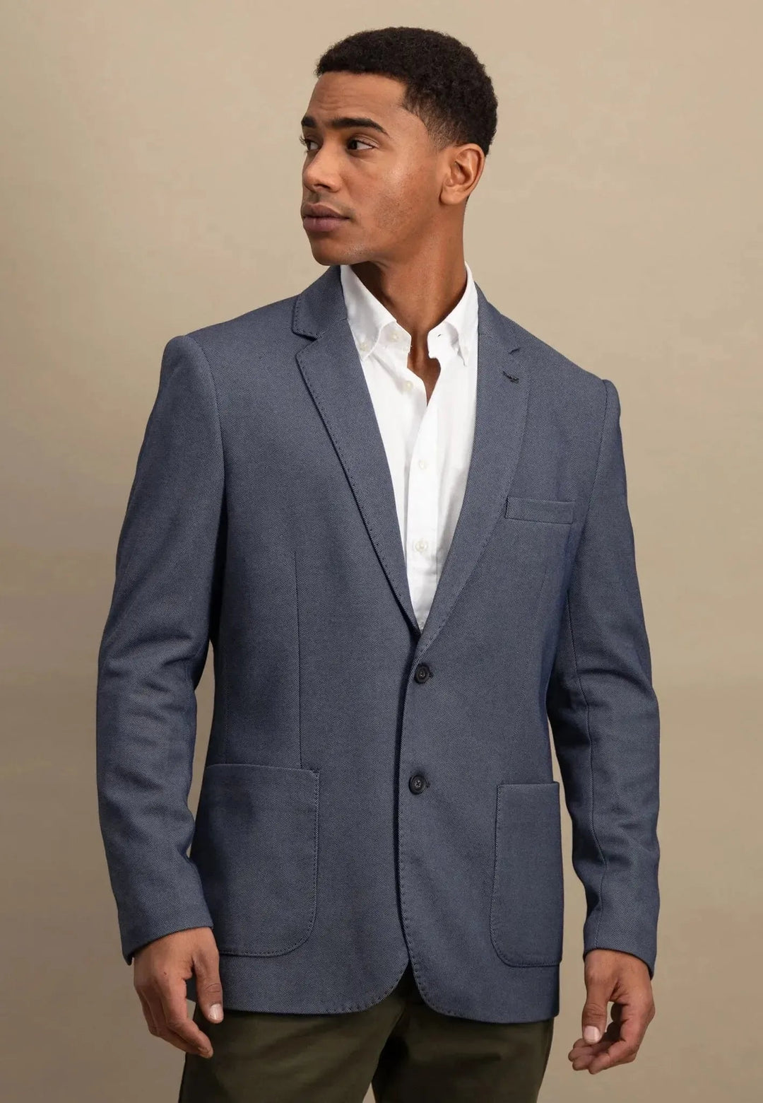 Structured Jersey Blazer Navy Melange – FYNCH-HATTON, image 2 of 5