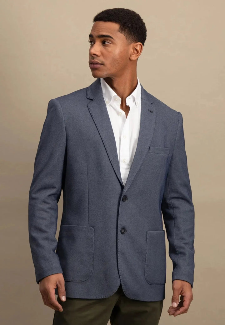 Structured Jersey Blazer Navy Melange – FYNCH-HATTON, image 2 of 5