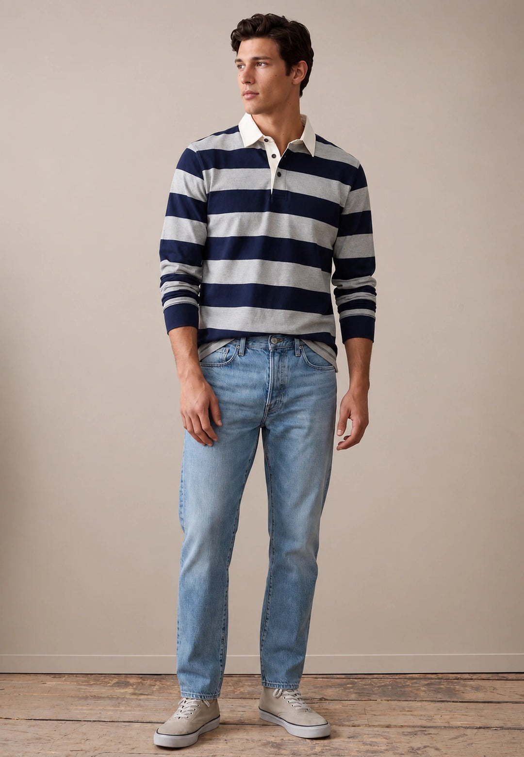 Fynch-Hatton Structured Stripe Rugby Shirt Navy 16091331-685-M