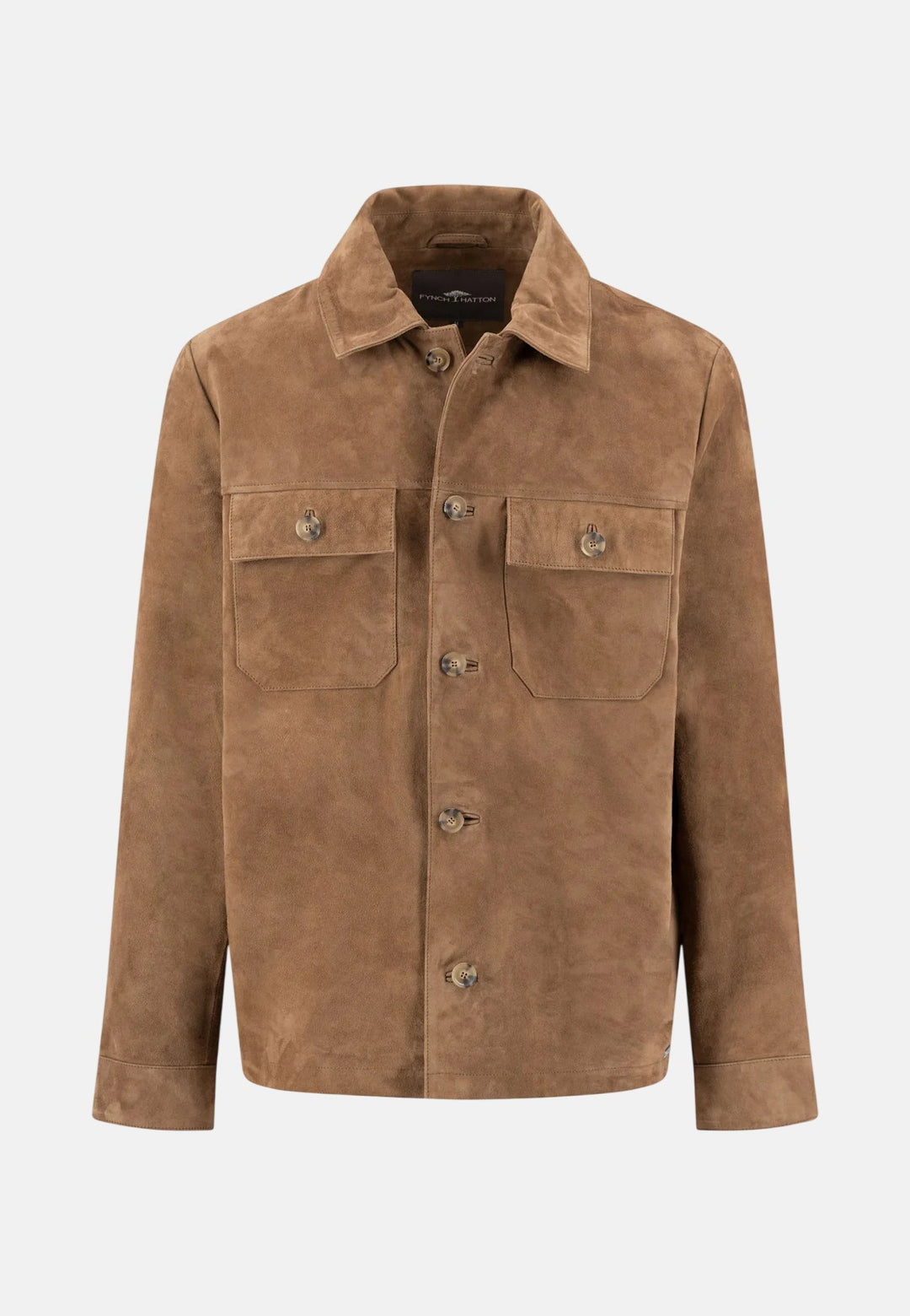 Fynch - Hatton Suede Leather Front Pocket Jacket Elephant Grey Affogato - 16022205-213-M - fynch - hatton.co.uk