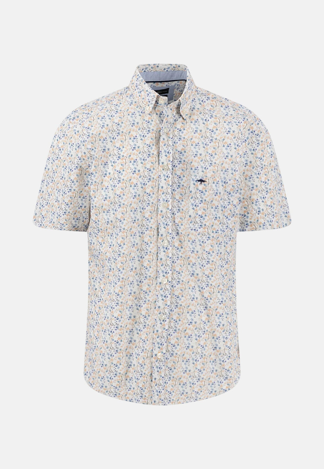 Fynch - Hatton Summer Flower Print Short Sleeved Shirt Tangerine 16046141-212-M