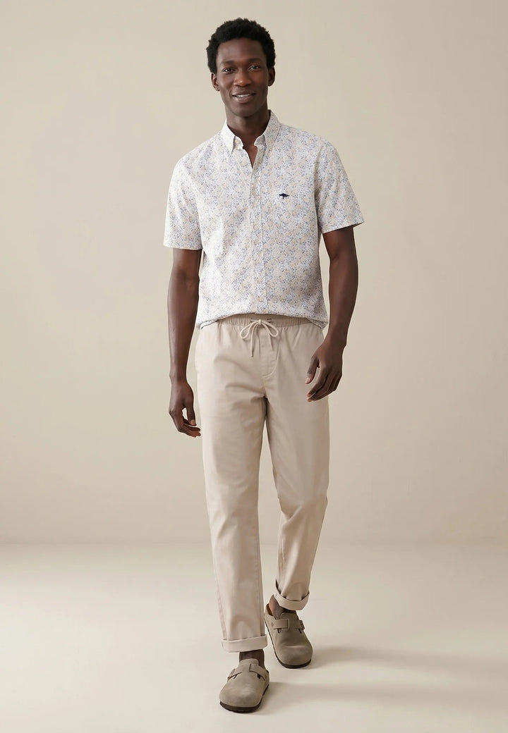 Fynch - Hatton Summer Flower Print Short Sleeved Shirt Tangerine 16046141-212-M