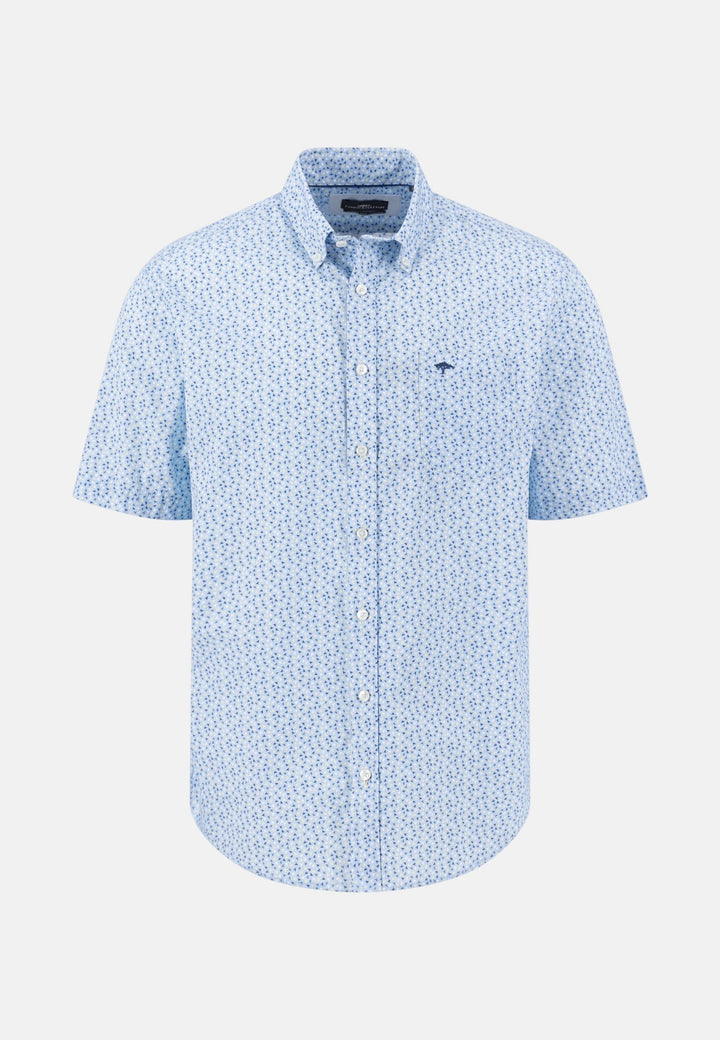 Fynch - Hatton Summer Minimal Print Button Down Short Sleeved Shirt Pale Yellow - 16035881-113-M - fynch - hatton.co.uk
