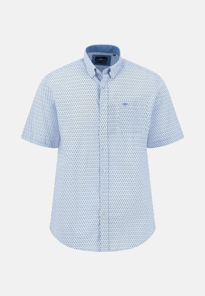 Fynch - Hatton Summer Poplin Print Short Sleeved Shirt Light Peony - 15055401-463-S - fynch - hatton.co.uk