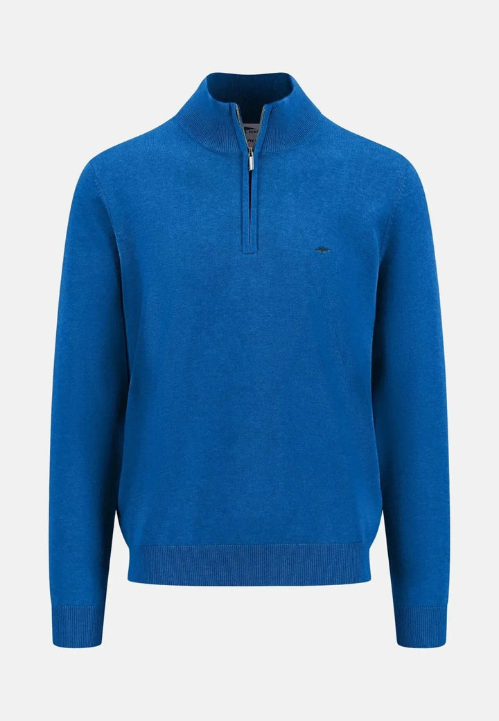 Fynch - Hatton Superfine 1/4 Zip Cotton Knit Strong Blue 1513215-628-S
