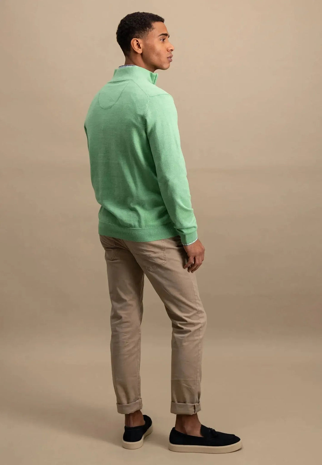 Fynch - Hatton Superfine 1/4 Zip Cotton Knit Turf Green 1513215-722-S