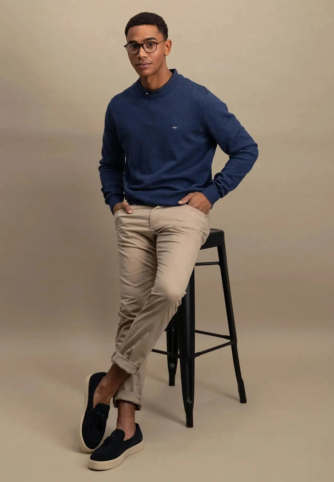 Fynch - Hatton Superfine Cotton Crewneck Knit Night 1513210-680-S