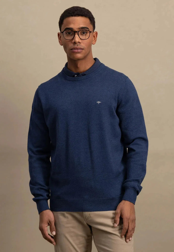 Fynch - Hatton Superfine Cotton Crewneck Knit Night 1513210-680-S