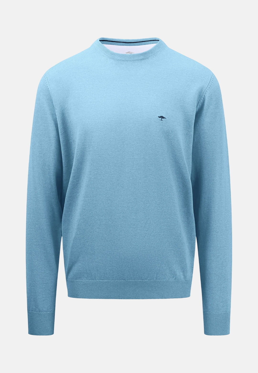 Fynch - Hatton Superfine Cotton Crewneck Knit Splashy Ocean - 1513210-629-S - fynch - hatton.co.uk