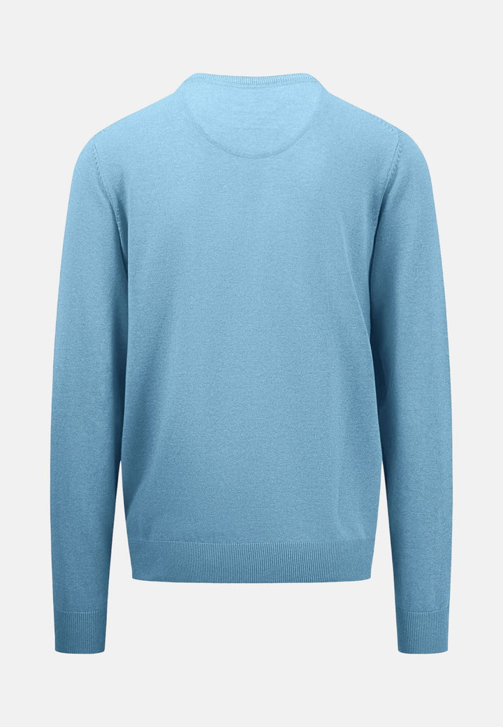 Fynch - Hatton Superfine Cotton Crewneck Knit Splashy Ocean - 1513210-629-S - fynch - hatton.co.uk