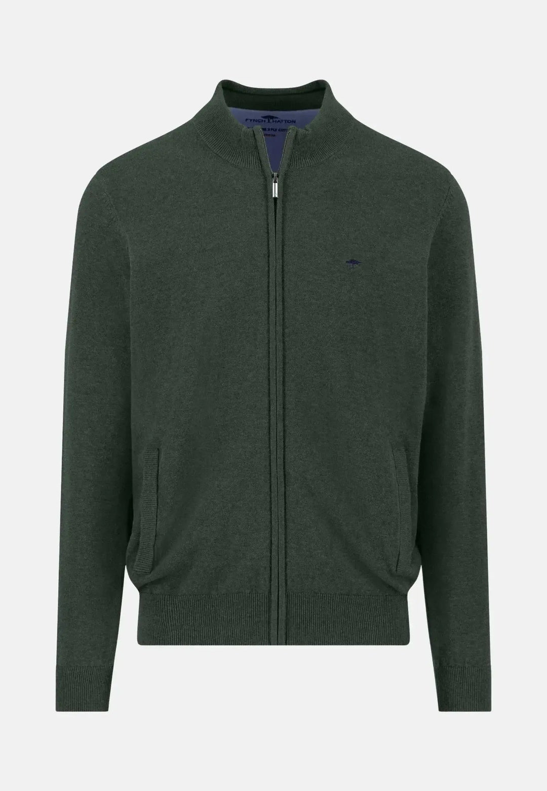 Fynch - Hatton Superfine Stand - Up Cardigan Dark Ivy 1514212-737-S