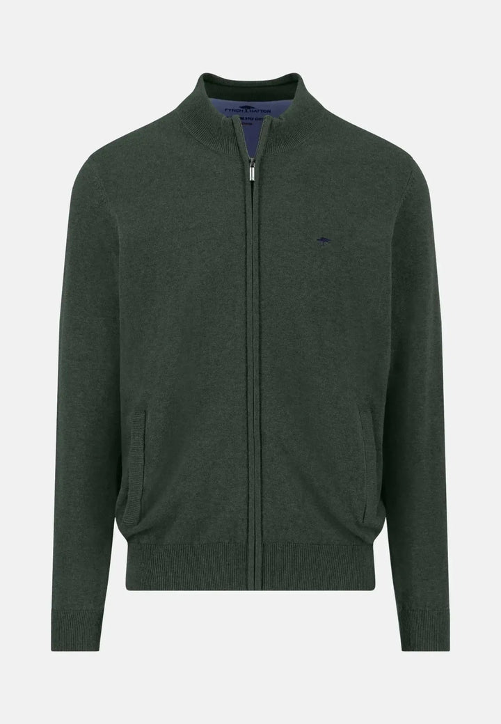 Fynch - Hatton Superfine Stand - Up Cardigan Dark Ivy 1514212-737-S