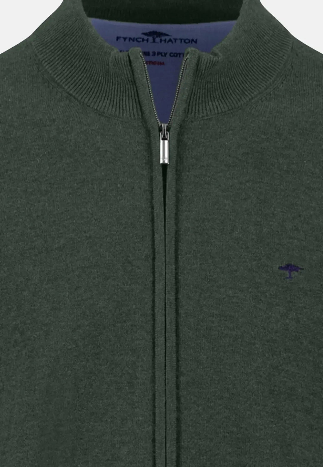 Fynch - Hatton Superfine Stand - Up Cardigan Dark Ivy 1514212-737-S