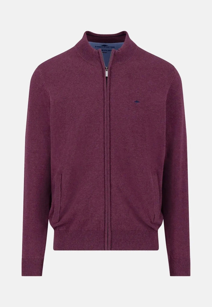 Fynch - Hatton Superfine Stand - Up Cardigan Deep Merlot 1514212-368-M