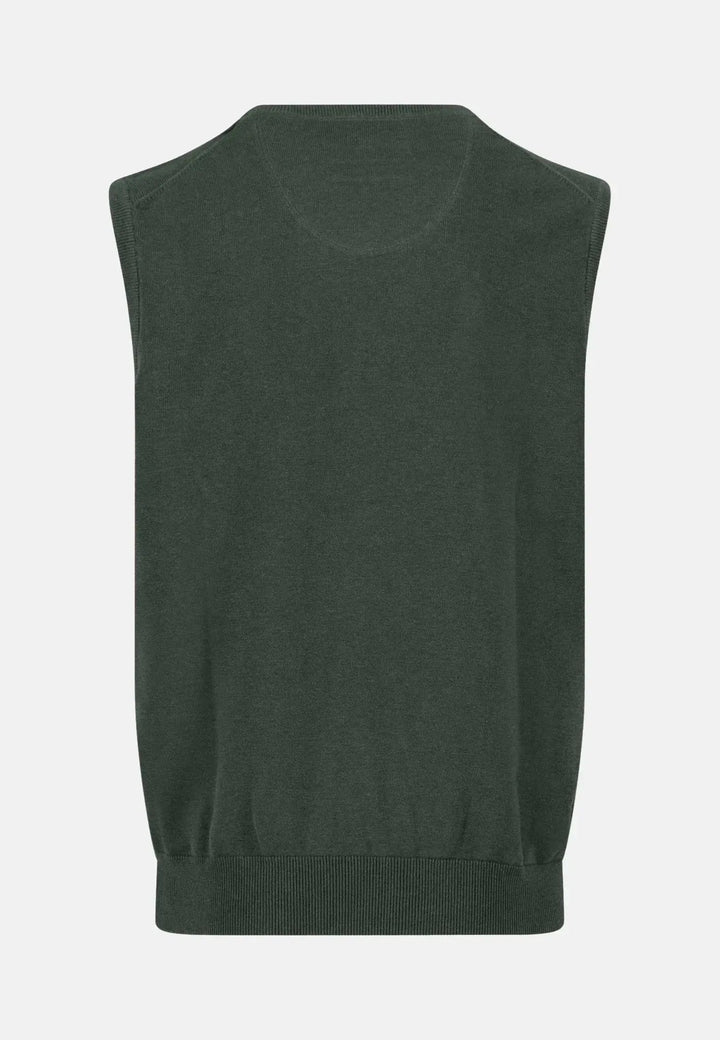 Fynch - Hatton - Superfine V - Neck Cotton Knit Vest Dark Ivy - 1514214-737-S