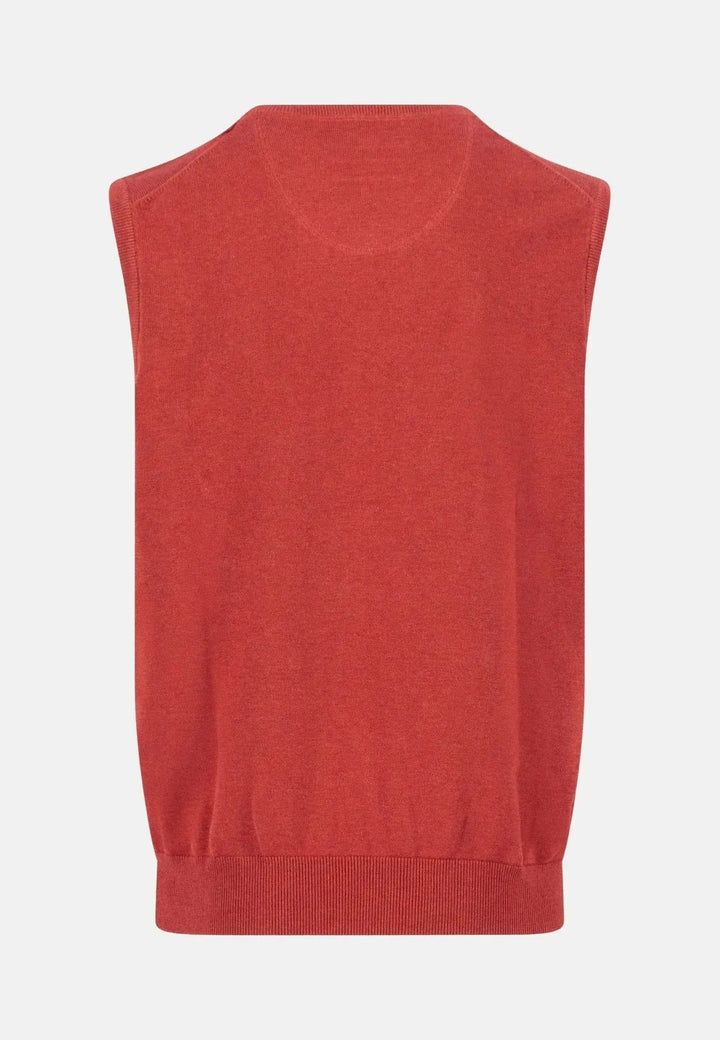 Fynch - Hatton - Superfine V - Neck Cotton Knit Vest Garnet Red - 1514214-367-S