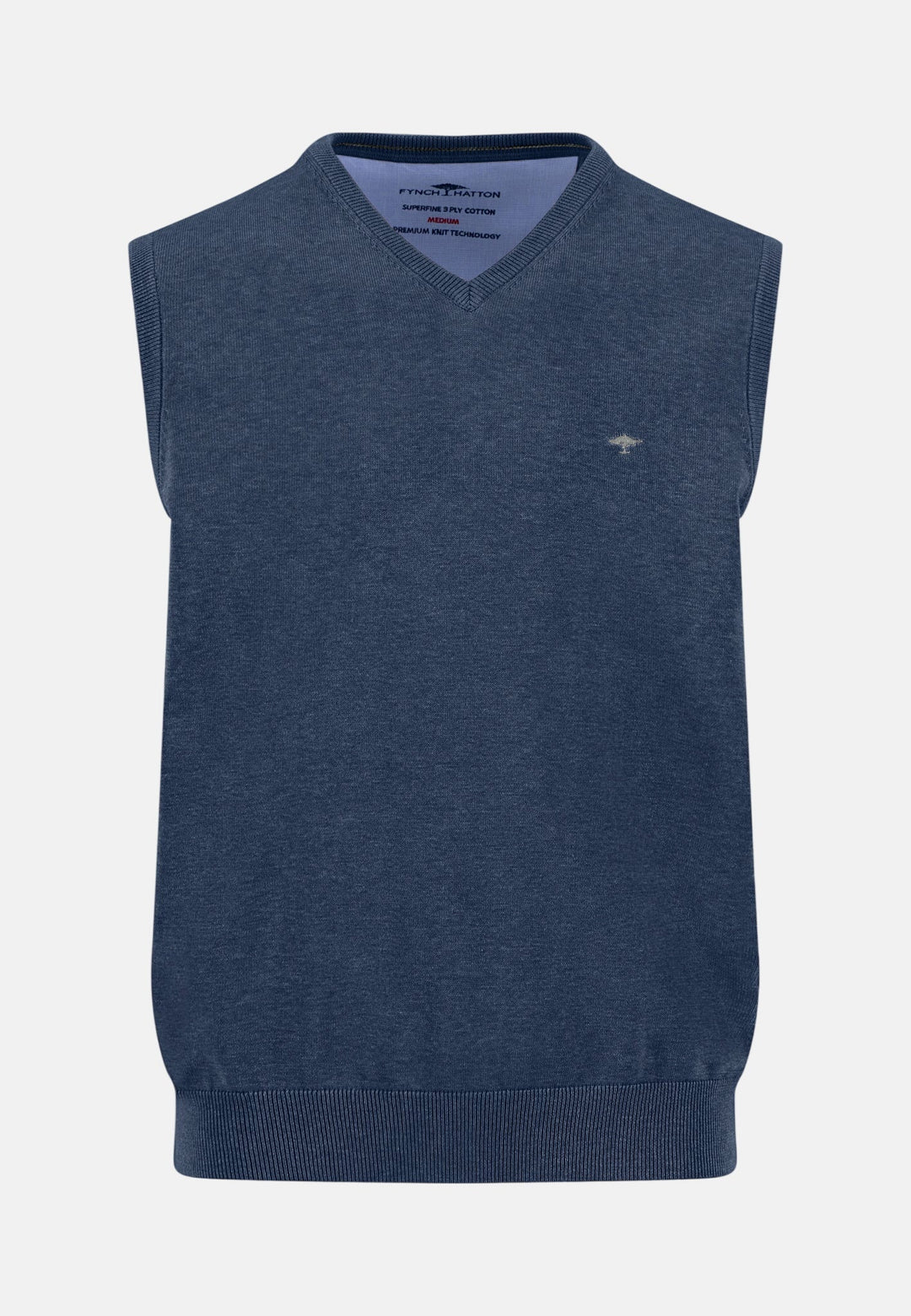 Fynch-Hatton Superfine V-Neck Cotton Knit Vest Night 1512214-680-M