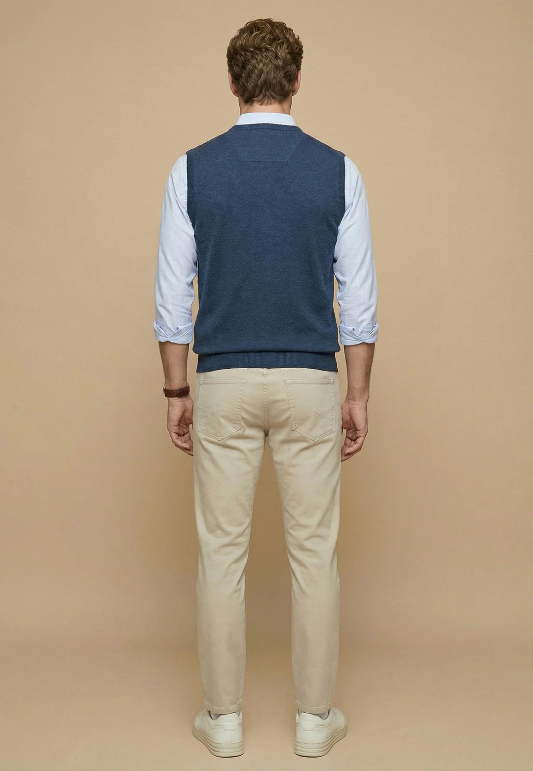 Fynch-Hatton Superfine V-Neck Cotton Knit Vest Night 1512214-680-M
