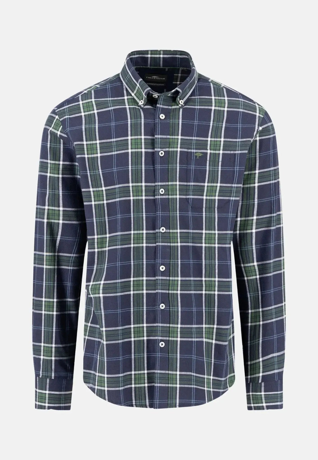 Fynch - Hatton Twill Check Button Down Shirt Navy 15095550-685-M
