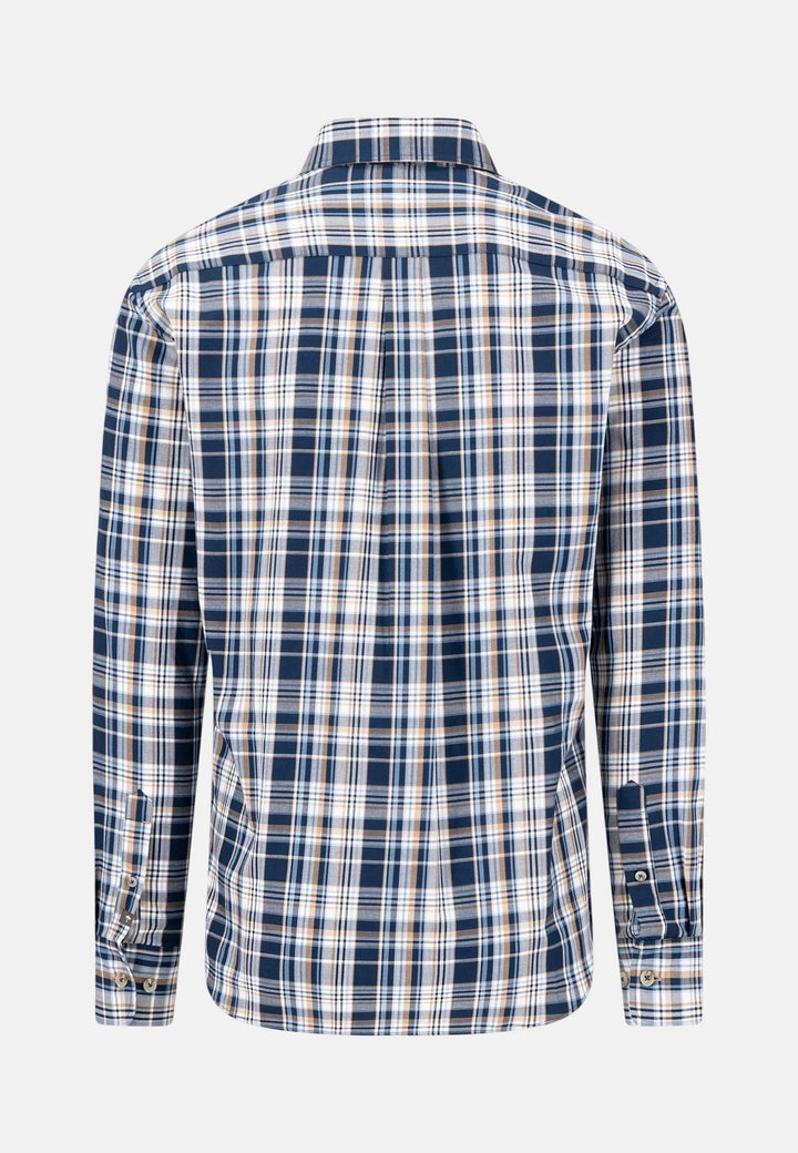 Fynch-Hatton Twill Check Button Down Shirt Navy 16085360-685-M