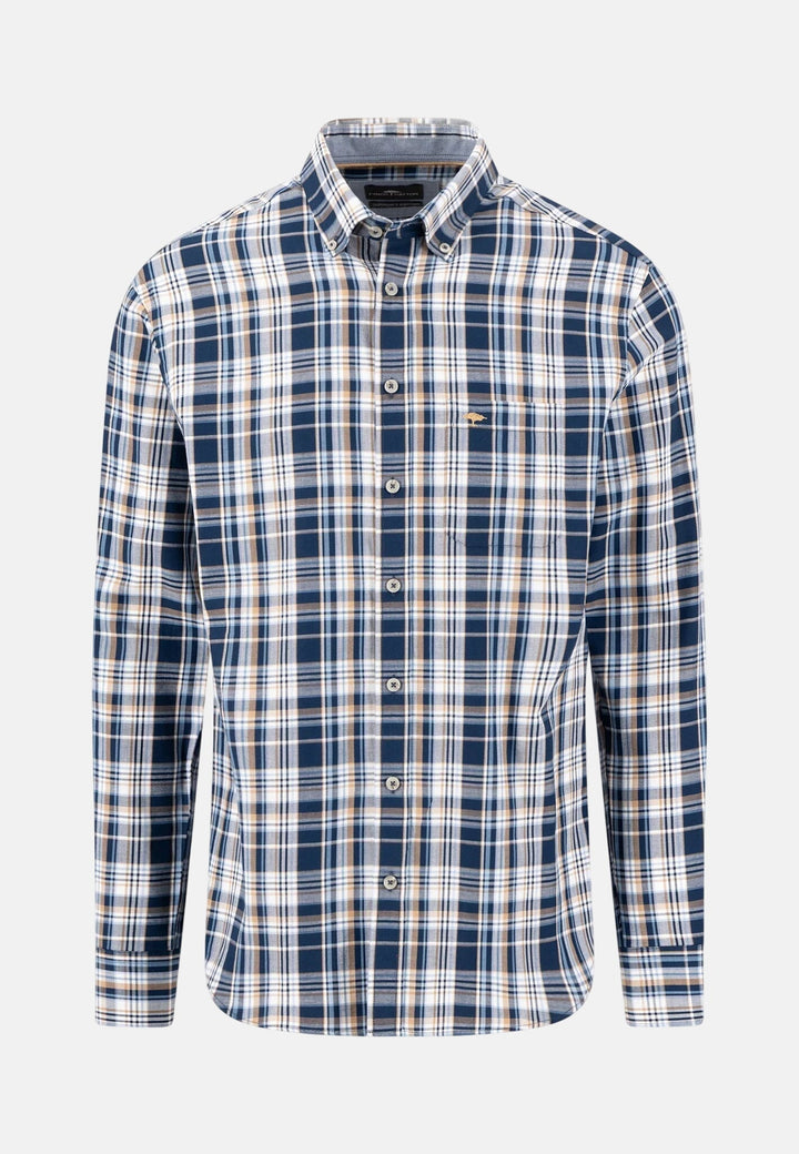 Fynch-Hatton Twill Check Button Down Shirt Navy 16085360-685-M