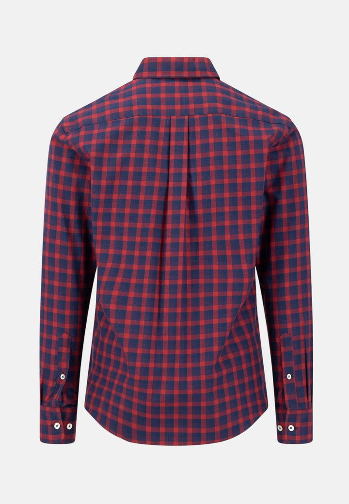 Fynch-Hatton Two-Tone Check Button Down Shirt Brick 16145480-346-M