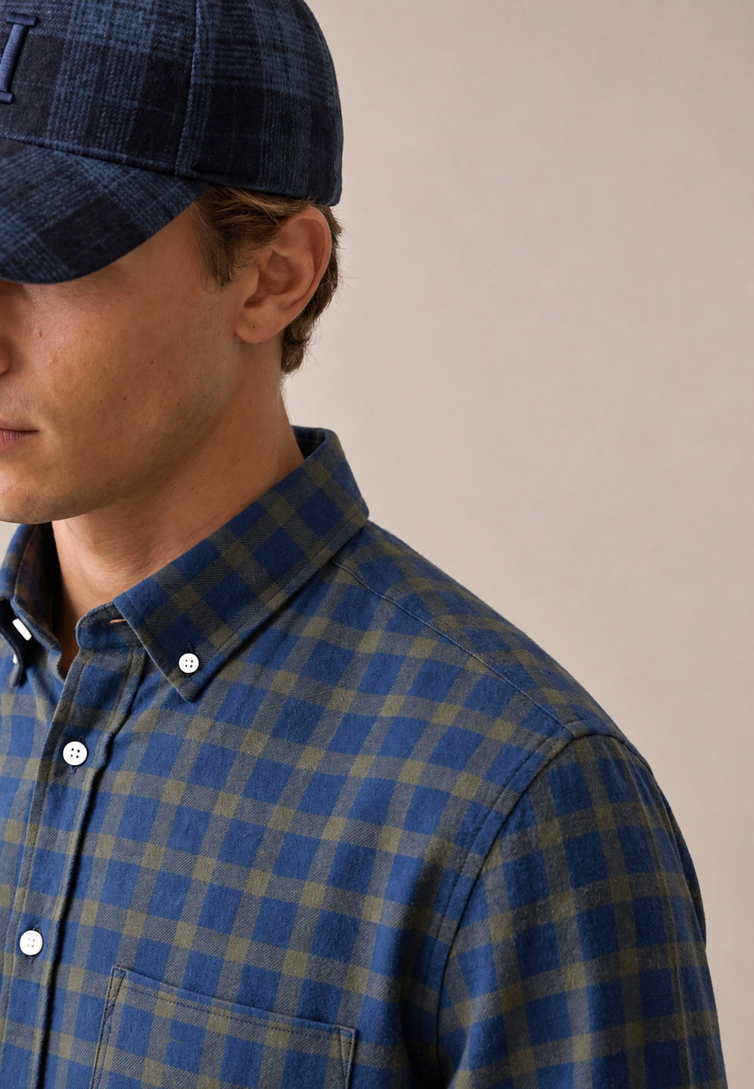 Fynch-Hatton Two-Tone Check Button Down Shirt Cypress 16145480-749-M