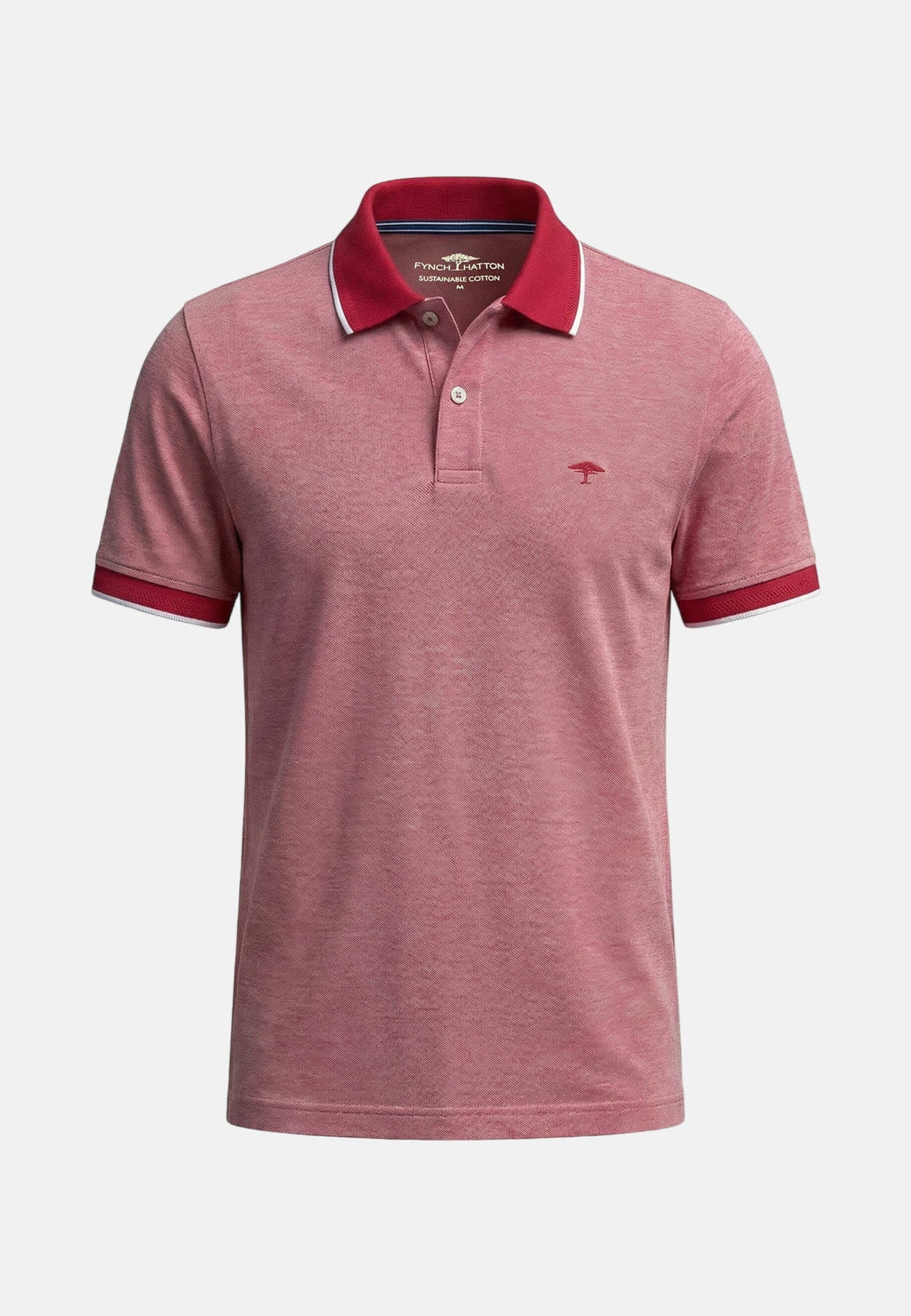 Fynch - Hatton Two - Tone Pique Polo Shirt Cranberry Red 16031904-341-M
