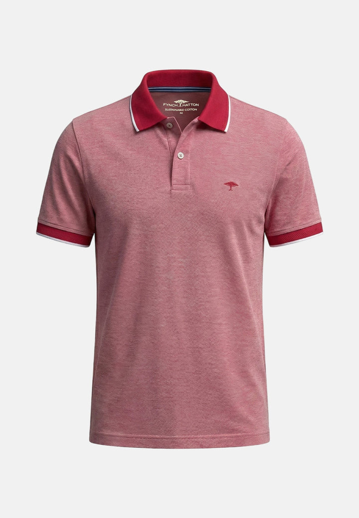 Fynch - Hatton Two - Tone Pique Polo Shirt Cranberry Red 16031904-341-M