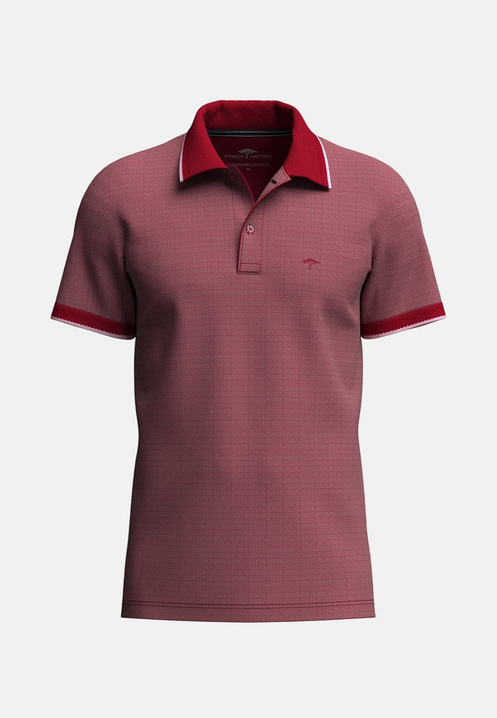 Fynch - Hatton Two - Tone Pique Polo Shirt Cranberry Red - 16031904-341-M - fynch - hatton.co.uk
