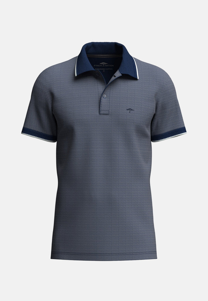 Fynch - Hatton Two - Tone Pique Polo Shirt Midnight - 16031904-672-M - fynch - hatton.co.uk