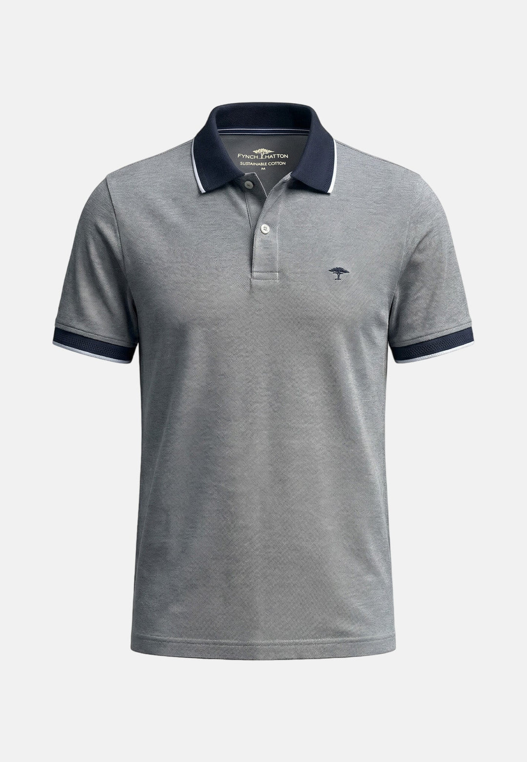 Fynch - Hatton Two - Tone Pique Polo Shirt Navy 16031904-685-M